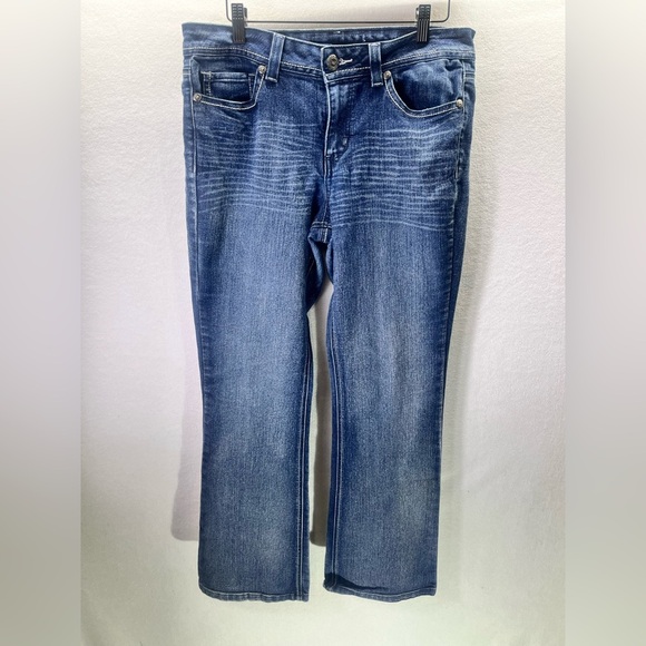 LEI Straight Leg Faded Denim Jeans Womens 13 Juniors Stretch Flap Pockets 1832 - Picture 2 of 10